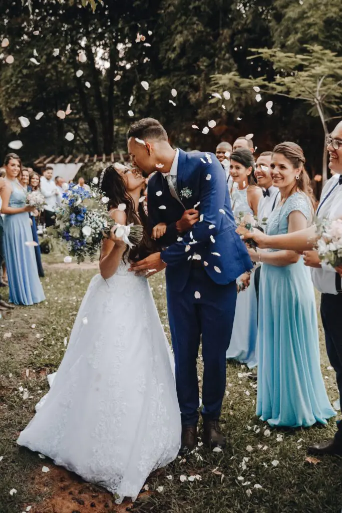 Couple Kissing in Madeira after being pronounced man and wife